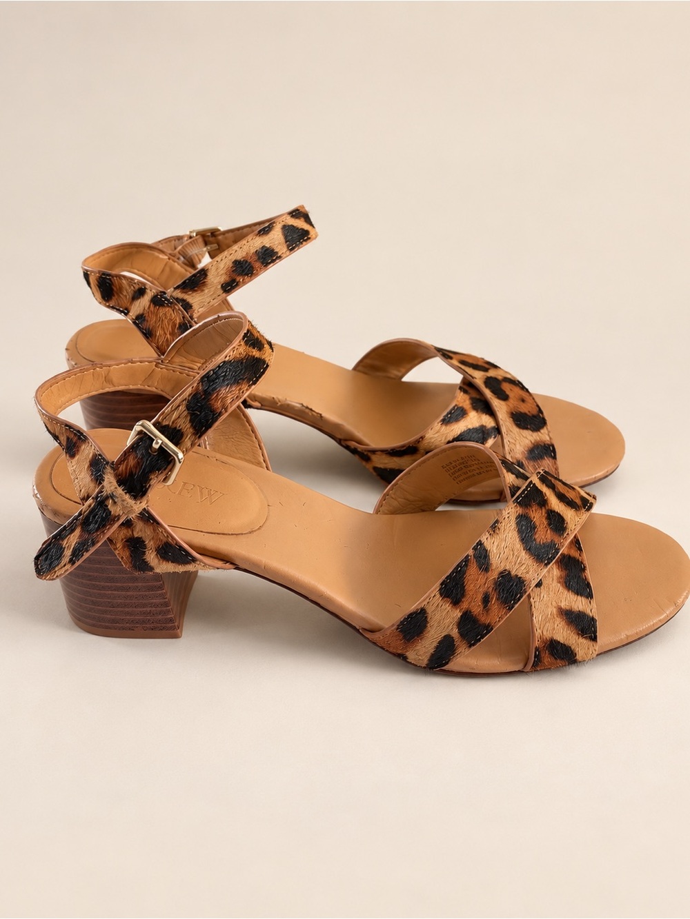 J.Crew Leopard Print Haircalf Block Heel Sandals